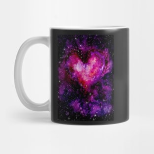 Watercolor Heart Nebula and Starry Sky Mug